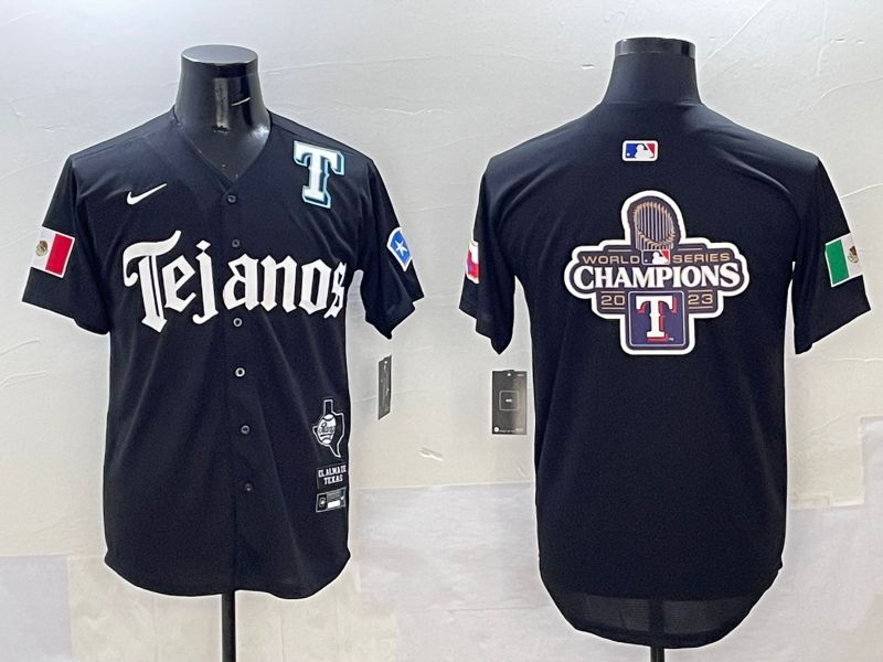 Men Texas Rangers Blank Black Five generations Joint Name 2025 Nike MLB Jersey style 11